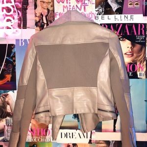 Super trendy leather jacket pink on inside